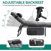 Taburete de Playa Plegable con Almohada 190x68x31cm 4 Posiciones Ajustables Carga de 300lbs - details 18