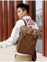 Mochila de cuero para hombre y mujer, morral de estilo universitario, resistente al agua, sencillo y Popular, estilo Retro coreano - details 12