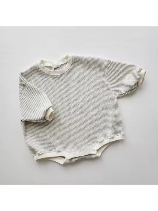 Infantil ins viento escalada ropa bebé de manga larga waffle triángulo pedo ropa mameluco niños y niñas primavera y verano mono - 1