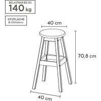 Tramontina Bar con reposapiés, Altura 70,8 cm, Mara Pino certificada, mostrador, Silla Bar, Natural - details 2