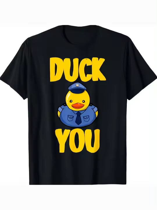 Tú con divertida camiseta amarilla con diseño de pájaro de policía, regalo para papá, manga corta con cuello redondo suave y cómoda, 230 g - 1