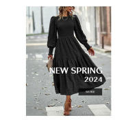 Vestido elegante de manga larga con cintura elegante de otoño e invierno para mujer - details 1