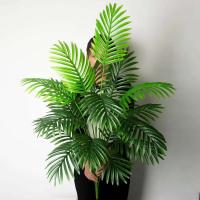 Árbol artificial de 90-120 cm, planta falsa tropical, hojas de palma de plástico verde, ramas grandes utilizadas para el jardín del hogar - details 1
