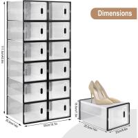 18X Cajas de Zapatos de Plástico Cajas Transparentes Apilables y Plegables para Zapatos Organizador para Zapatos en Guardarropa Caja Almacenaje de Zapatos con Tapa Frontal - details 5