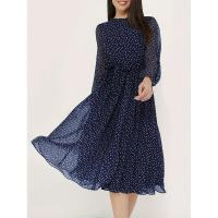 Vestido midi bohemio de gasa con estampado floral, cintura elástica, cuello redondo, informal, para fiesta de verano - details 7