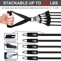 Set De Bandas De Resistencia Para Ejercicio 5 Tubos Con Anclaje En Puerta Manijas Para Piernas Y Tornillos De Tobillo Barril De Fitness - details 1
