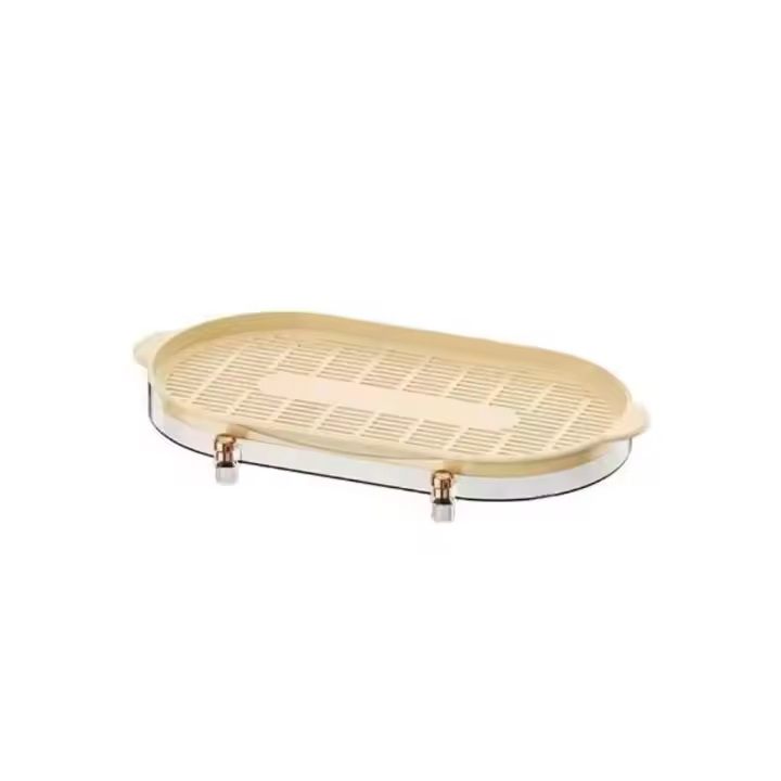 Estante de secado de tazas de doble capa, estante de maquillaje de plástico de gran capacidad, antideslizante con bandeja de drenaje, vajilla, estante de almacenamiento de frutas para el hogar - 1