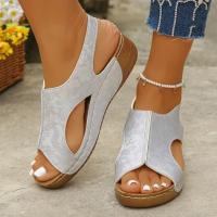 Novedad de verano, sandalias de fondo grueso a la moda para mujer, sandalias de Boca de pescado para mujer, conjunto de pegamento mágico, línea de sacudida para playa - details 1
