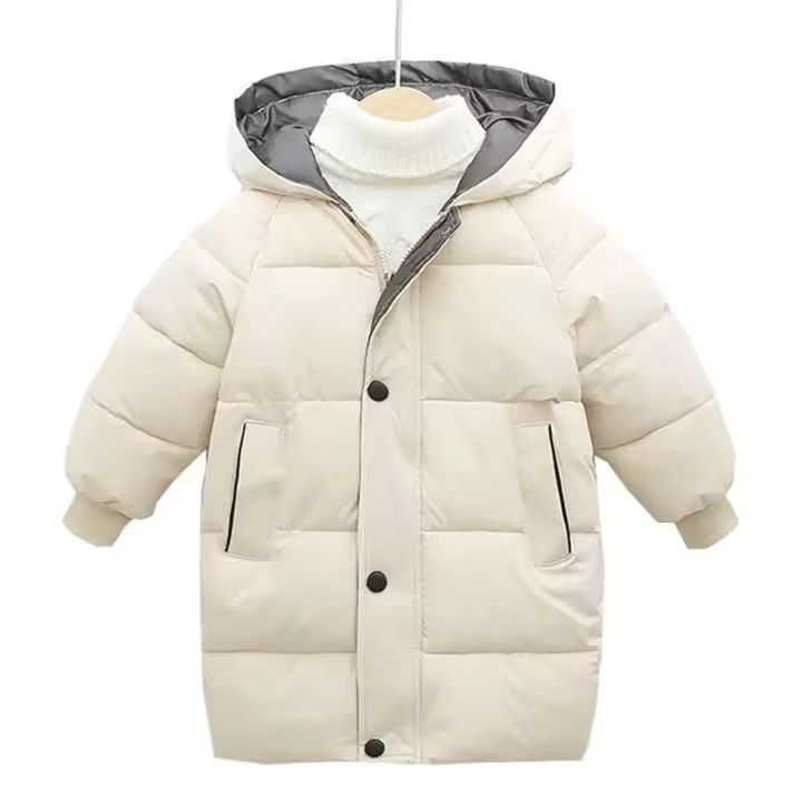 Algodón para niños de 3 a 10 años, nuevo jae térmico de felpa de invierno, jae térmico con capucha de longitud media para hombre y mujer - 1