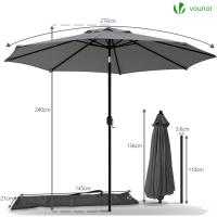 Sombrilla de Playa Grande Parasol Inclinable con Manivela Protección UV para Patio, Jardín, Piscina, Exterior Gris - details 5