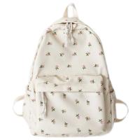 Mochila Escolar Coreana Blanca y Floral para Niñas Adolescentes Bolsa De Libros De Marca - details 24