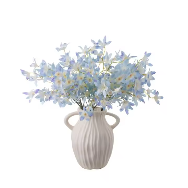 10 Uds. De flores artificiales de Oncidium de lujo, flor de orquídea de simulación elegante y realista, flores falsas de plástico para decoración del jardín del hogar - 1