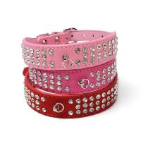 Collar mascota cuero gamuza con diamantes de imitación, cristal ostentoso para perro pequeño, mediano y grande - details 4