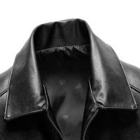 Chaqueta Bomber de Cuero Falsio Delgada Abrigo Veterano con Cremallera y Bolsillos para Hombres - details 10