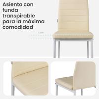 Sillas de Comedor de 4 Piezas Elegantes Resalto Alto, Asiento Ergonómico, Diseño con Costuras Decorativas Material de Piel Sintética, Estructura de Acero - details 17
