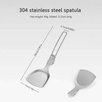 Cuchara de sopa plegable de acero inoxidable para acampar al aire libre, utensilios de cocina portátiles resistentes al desgaste, herramientas - details 27