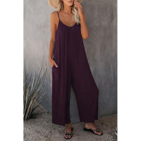 Mono informal de verano sin mangas con pernera ancha para mujer, pantalones de color liso con peto, mono culotte con bolsillos - details 18