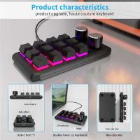 Teclado personalizado, botón de volumen, programación Macro, Gaming, Hotswap, negro, 12 teclas, 2 perillas, USB - details 2