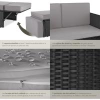 Sofá de Jardín con Taburete Conjunto Resistente a la Intemperie de Acero Muebles Exteriores - details 5