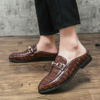 Sandalias con diseño de piedra sintética para hombre, zapatos con hebilla de herradura, tacón versátil, a la moda - details 29