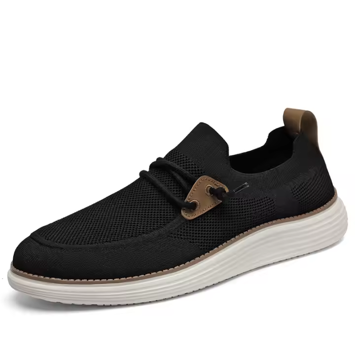 Zapatos de tela transpirable de malla tejida con mosca para hombre, estilo pedal viejo de Beijing, zapatos de lona. - 1