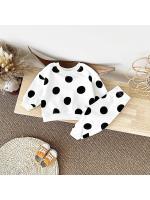 Primavera y otoño Traje de bebé Estampado de lunares Cuello redondo Suéter de manga larga Pantalones sueltos Ropa deportiva para niños y niñas - details 2