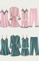 5 Unids/set Tre seda mujer Ence satén cuello en V ropa de dormir de primavera para el hogar - details 10