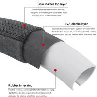 15" Leather Car Steering Wheel Cover Car Accessories for all fit B-M-W1 3 5 X1 X3 X5 X7 i1 i3 i5 i7 - details 4