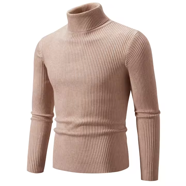 Suéter informal hombre mujer, jersey básico elástico cuello alto, ustado, cómodo, de punto, para primavera y otoño - 1