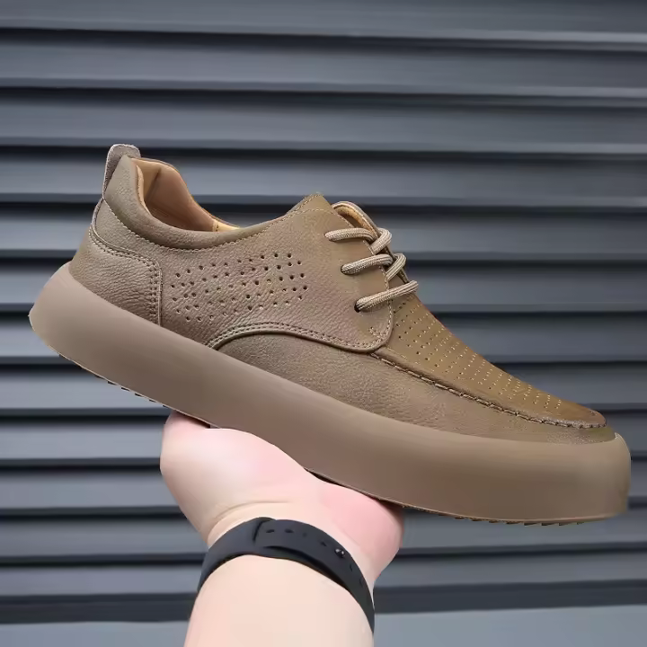 Zapatos de herramientas yuppie de moda transpirables y versátiles, zapatos casuales de suela blanda de cuero genuino para hombres - 1