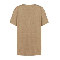 Camisetas Casuales de Verano para Mujer Top Básico Sólido con Botón Cuello en V Estilo Callejero Oversize Ropa de Moda - details 16