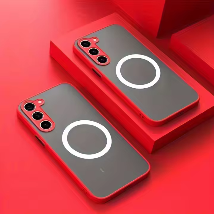Funda magnética a prueba de golpes mate para Samsung Galaxy S23 Ultra S22 S21 Plus S20 FE, Funda protectora para teléfono con imá - 1