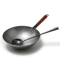 Wok de hierro tradicional chino, olla antiadherente de fondo redondo, mango de madera, sartén ligera, estufa de Gas - details 7