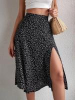 Mujeres 2025 Verano Primavera Boho Faldas largas Vestido Estampado floral Cintura elástica División Sexy Una línea Playa Maxi Falda - details 9