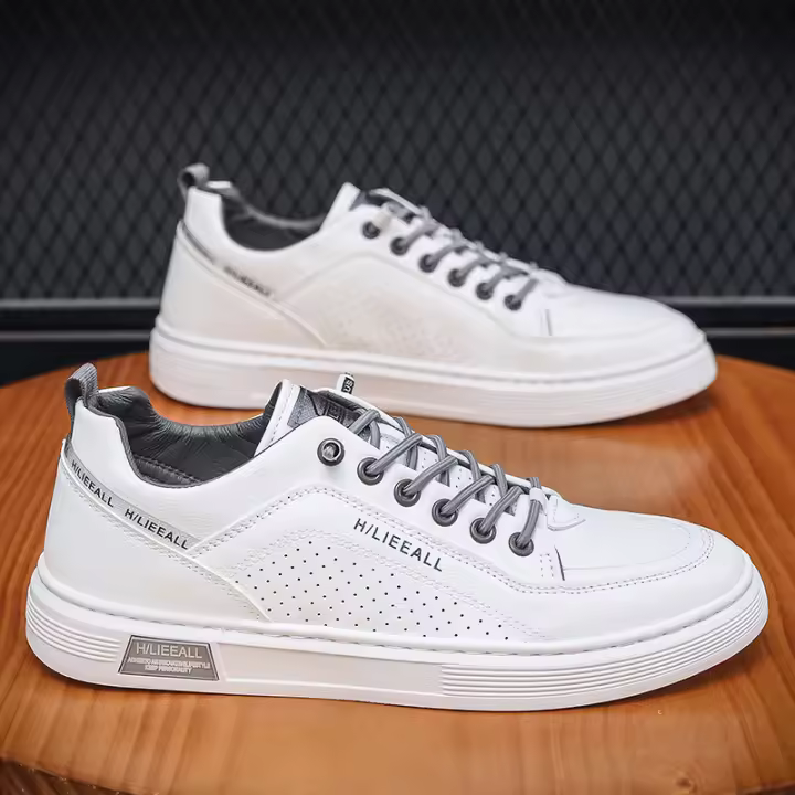 Zapatos blancos pequeños de cuero, zapatos de tabla informales, cordones elásticos modernos y versátiles, zapatos de tabla de moda - 1