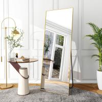 pie grande de 140 x 40 cm, espejo de cuerpo entero con marco de aluminio, para dormitorio, salón y cuarto de baño, dorado - details 1