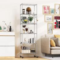 Estantería de Alambre de 6 Niveles con Ruedas Altura Ajustable, Resistente, Gancho para Baño, Cocina, Garaje, Dormitorio Plateado - details 8