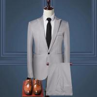 Conjunto de Pantalones y Abrigo para Hombre Traje de Negocios Ajustado de Manga Larga con Correa y Botones Únicos - details 2