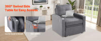 SucceBuy Sofá cama convertible con bolsillo lateral, almohada, reposabrazos y tablero de escritorio, respaldo ajustable con 5 ángulos, gris - details 5