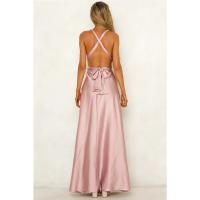 Vestido largo de seda de Color sólido profundo de Amazon, vestido de noche sin mangas de nuevo estilo de verano para mujer para banquetes - details 20