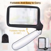 3x Large Rectangular Folding Handheld Magnifier with Dimmable LED Light - Great for seniors, reading, and low vision - details 3