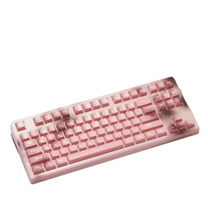 Teclado mecánico rosa escritura de oficina sensación cómoda juego inalámbrico lindo alto valor tres modos - 1