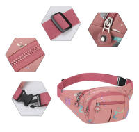 Riñonera de tres capas con solapa para mujer, bolso de pecho a la moda para deportes al aire libre, bolso de cintura con estampado de letras, bolsos cruzados de hombro para niñas - details 2
