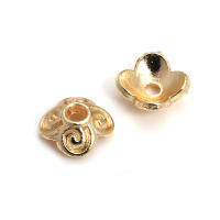 50 Uds. De cuentas redondas de latón de Color dorado de 18K, tapas de hojas de árbol y flores, suministros para hacer cuentas de joyería, accesorios Diy - details 18