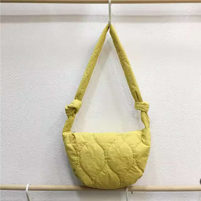 Bolsos de hombro acolchados de invierno para mujer, bolso de mano de algodón espacial, bolso cruzado con forma de dumpling, bolso de mano grande de viaje y bolso - 1