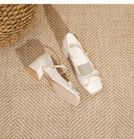 Zapatos individuales de tacón grueso cosidos con lazo de nuevo estilo, zapatos de mujer de tacón medio. - details 34