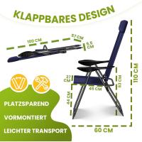 Sillas de Jardín Plegables de Aluminio con Respaldo Alto Ajustable 7 Posiciones, Apoyabrazos Transpirables, Portátiles, Silla de Camping para Jardín y Terraza - details 1
