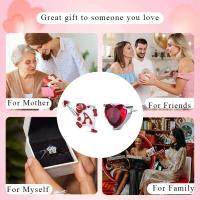 Pendientes de plata pura con forma de corazón rojo y rosa para mujer, joyería de moda para mujer, regalos del Día de San Valentín - details 5