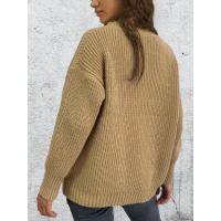 Suéter de punto para mujer Otoño Primavera Cuello en V Sólido Corte holgado - details 10