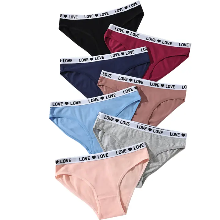 7 unids/set de bragas de algodón para mujer, calzoncillos suaves sexis, bragas bonitas con letras para niñas, lencería elástica transpirable para mujer, XS-XL - 1